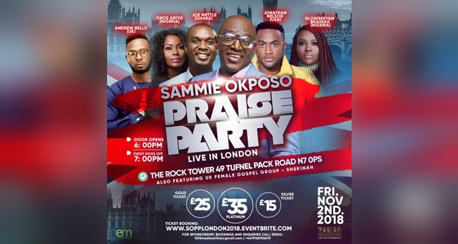 Sammie Okposo Praise Party To Hit London This November