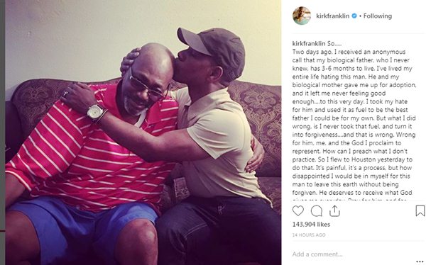 Kirk Franklin finally forgives dying father 
