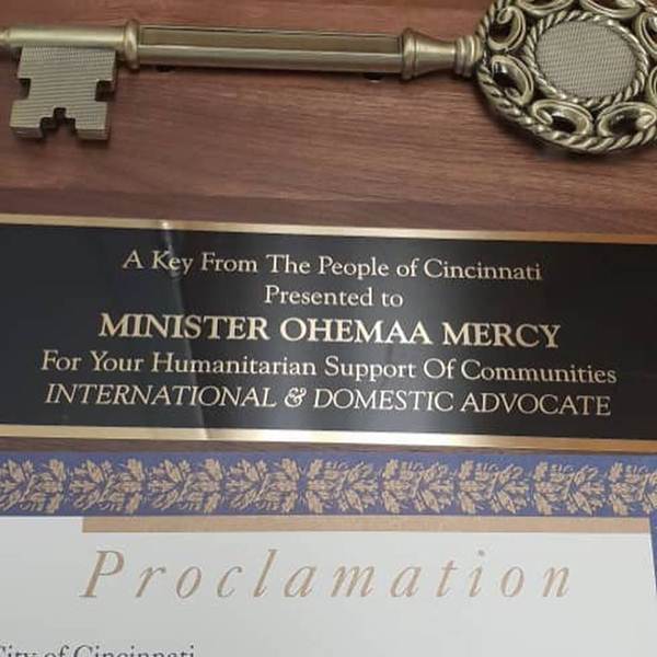 Ohemaa Mercy honored with City Key of Cincinnati 