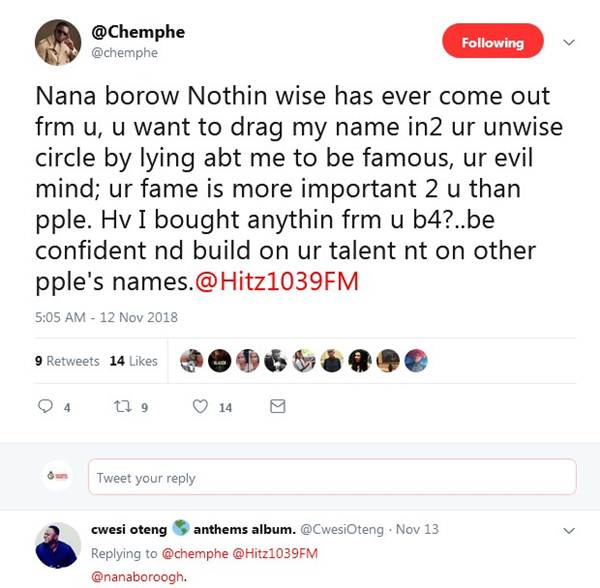 Nana Boro, Chemphe and Cwesi Oteng Trade Blows on Social Media