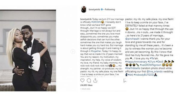 Tye Tribbett Celebrates 21 Years Anniversary With Wife