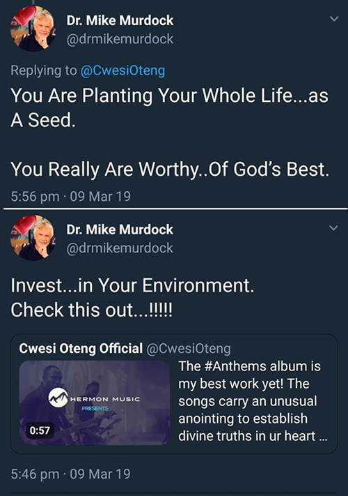 American Televangelist Mike Murdock Endorses Cwesi Oteng’s ‘Anthems’