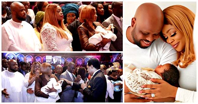 Gospel Musician, Sinach & Husband Dedicate Daughter In Church