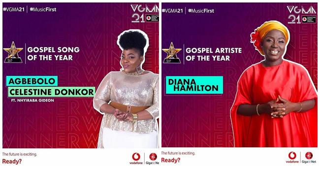 VGMA 2020: Diana Hamilton, Celestine Donkor Emerge Winners