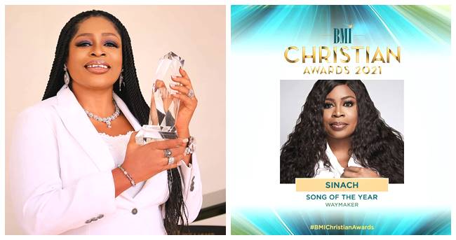“Way Maker” song by Sinach Grabs ‘Song of the Year’ award at BMI2021 (Video)