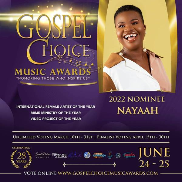 Elusive Gospel Act, Nayaah Nominated In Three Categories For 2022 Gospel Choice Music Awards