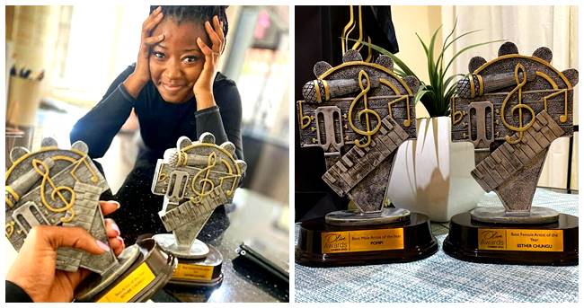 Esther Chungu Won Two Awards In One Knight at Olive Gospel Awards 2022