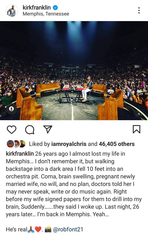 Kirk Franklin Celebrates 26 Years Since Recovering from Coma After Falling in 10-Feet Pit: "He's Real"