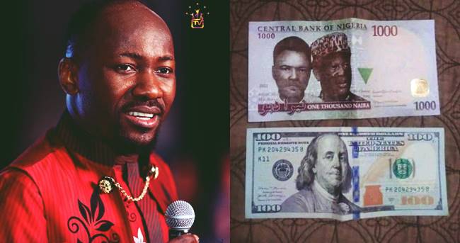 “And Someone Still Believes In ‘2heads Is Better Than One’? Mtcheeew” – Apostle Johnson Suleman Takes A Jab at The Crashing Naira