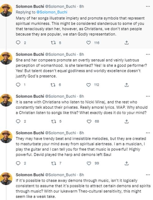 “Christians Must Not Listen To Musicians Like Beyonce, Cardi B and Nicki Minaj” – Solomon Buchi Says